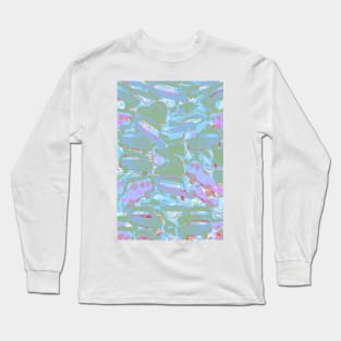 Turquoise Abstract Car Pattern Long Sleeve T-Shirt